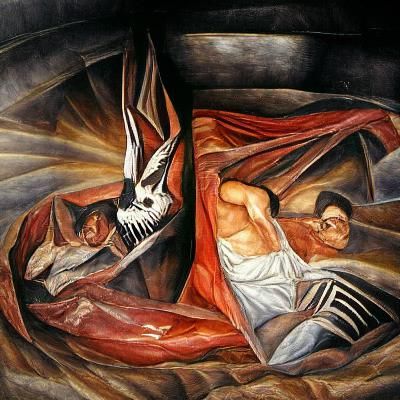 Orozco-Inspired Oil Painting: Death and Resurrection