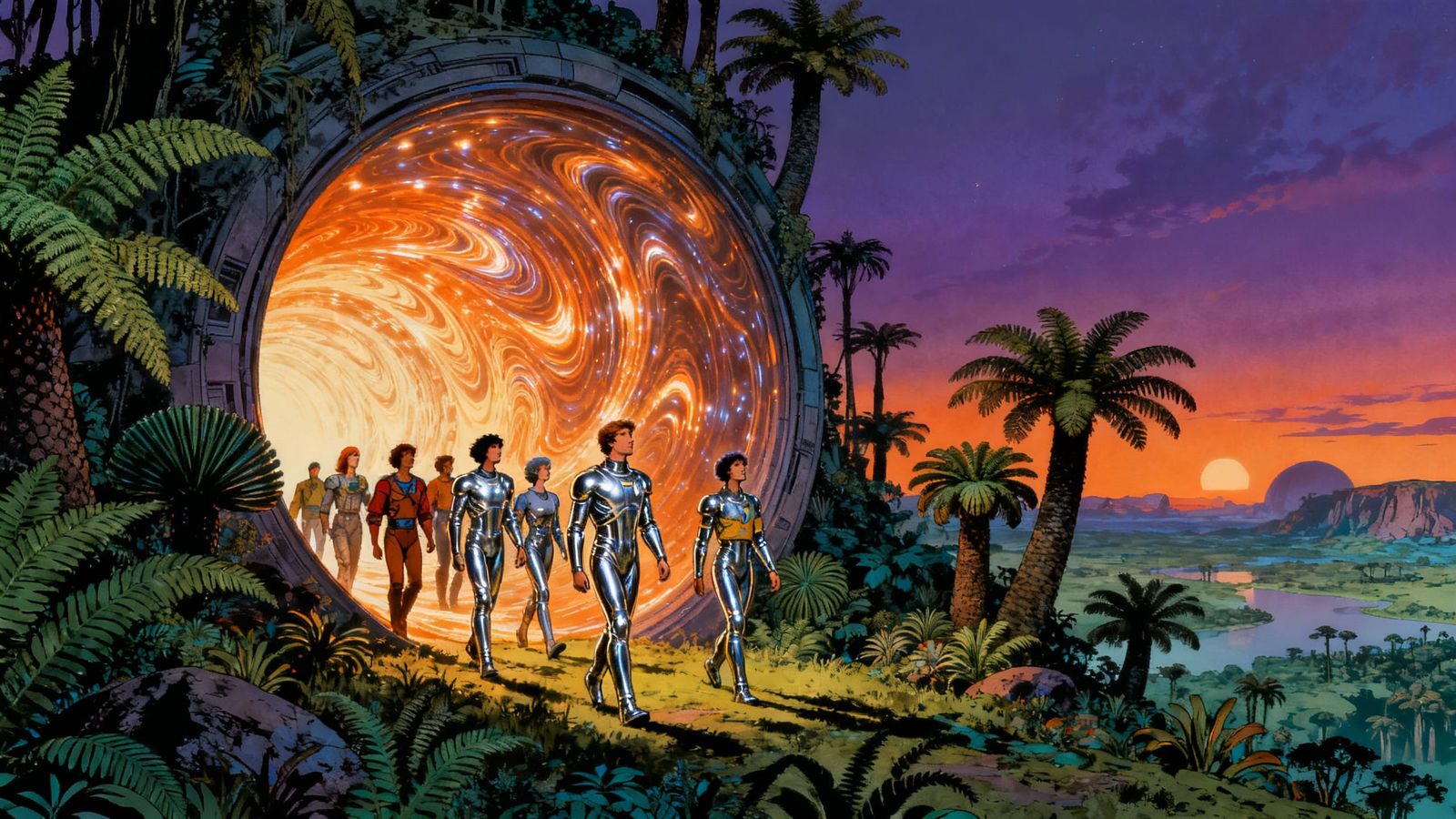 Futuristic Travelers Emerge Into Prehistoric Earth