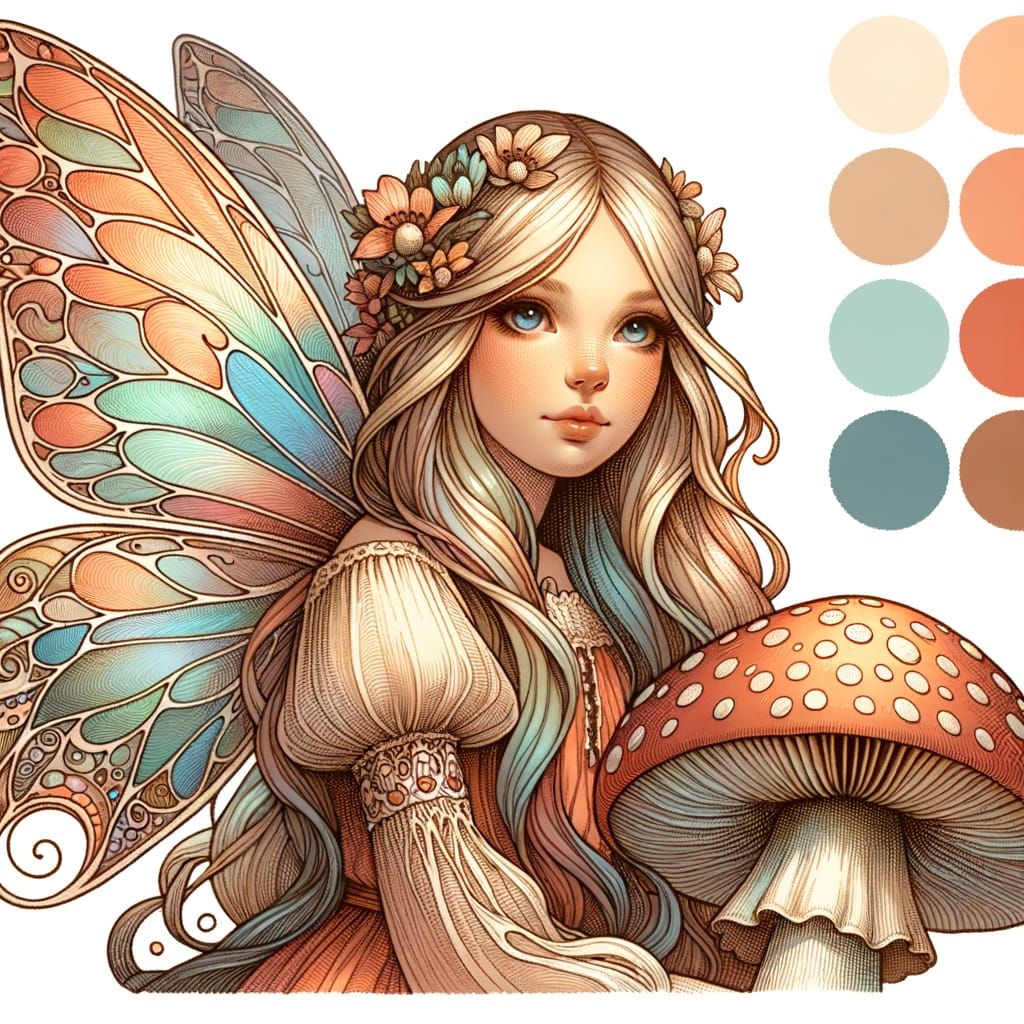 Gentle Fairy in Dreamlike Art Nouveau Style