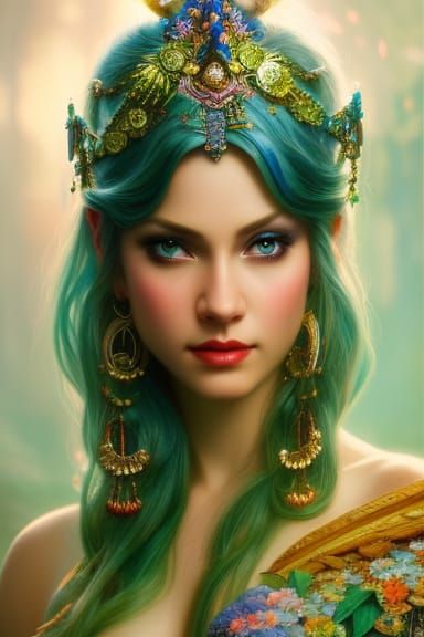 Goddess Portrait with Stargate in Photorealistic Style