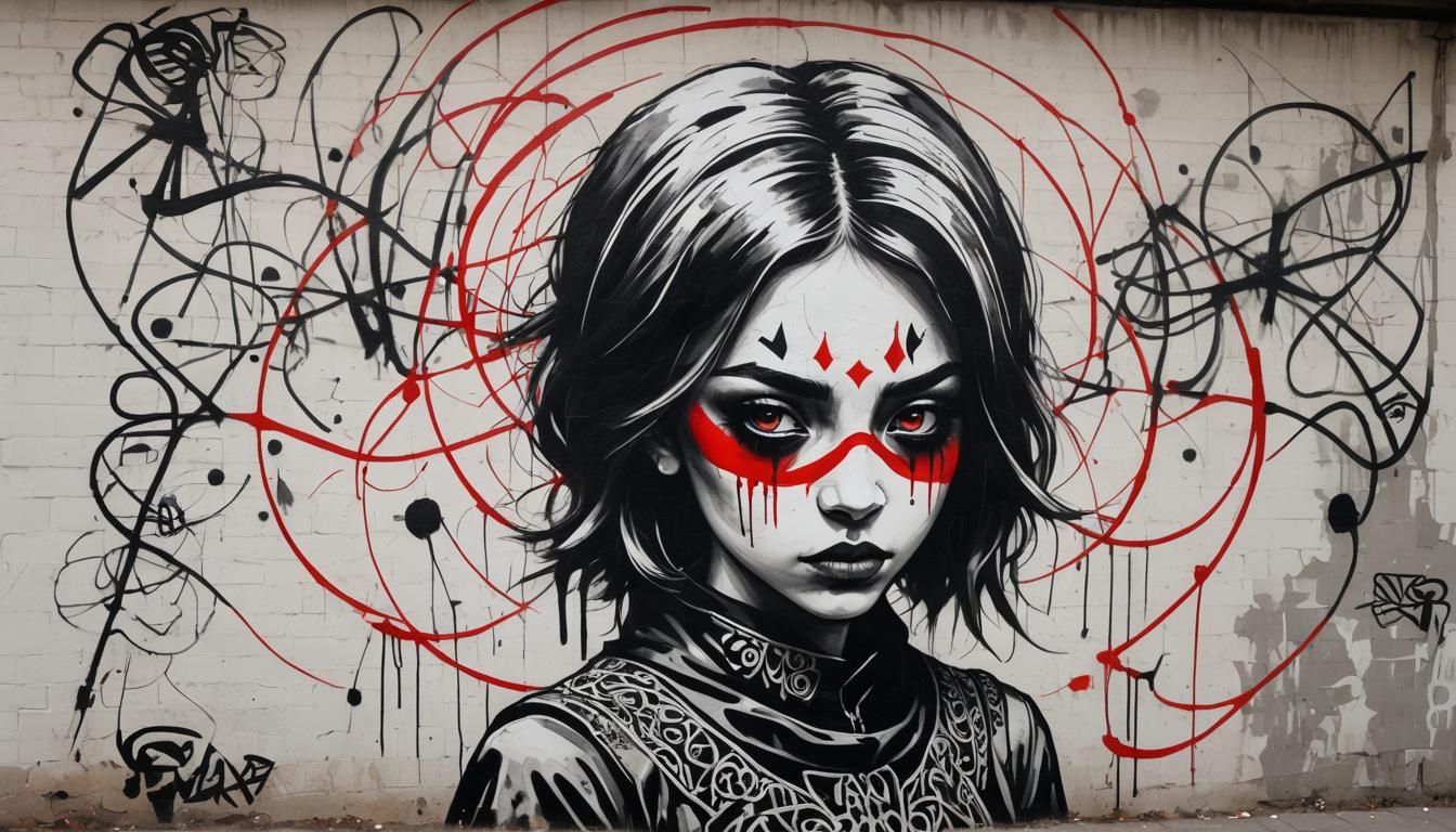 Creepy Graffiti Girl: Defiance Symbol in Mural Art