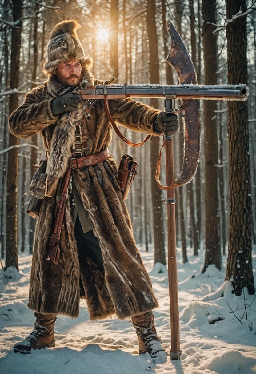 Slavic Musket Infantryman in Snowy Forest