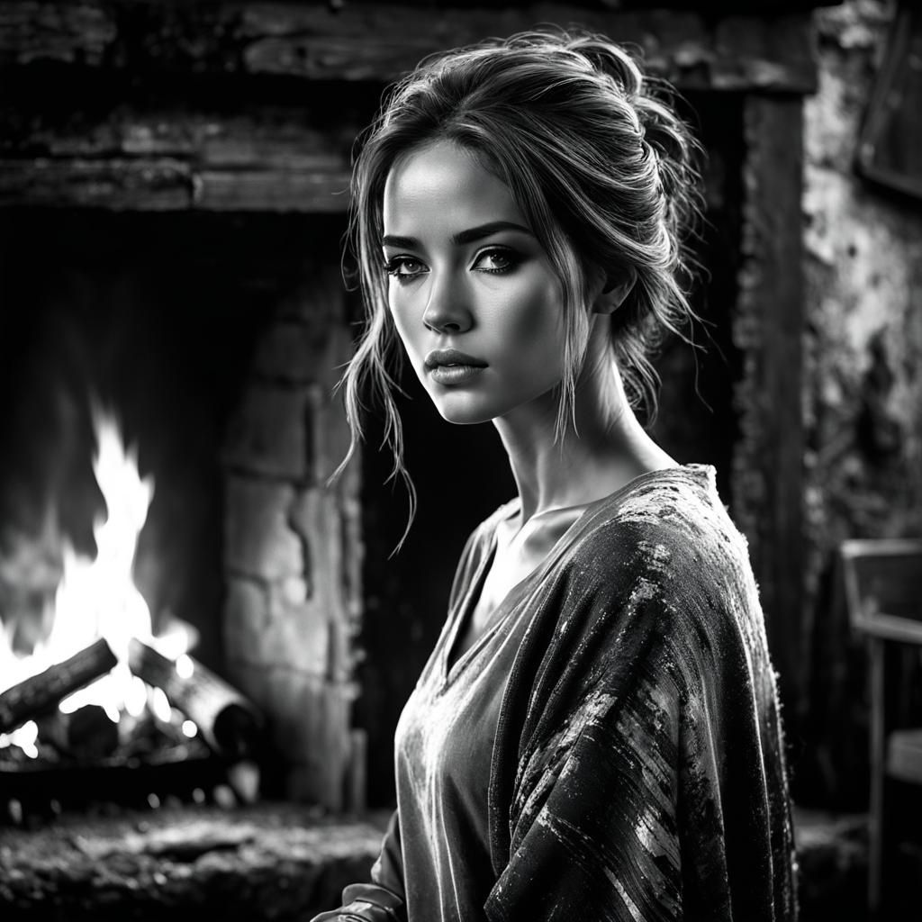 Striking Black and White Portrait with Dramatic Lighting