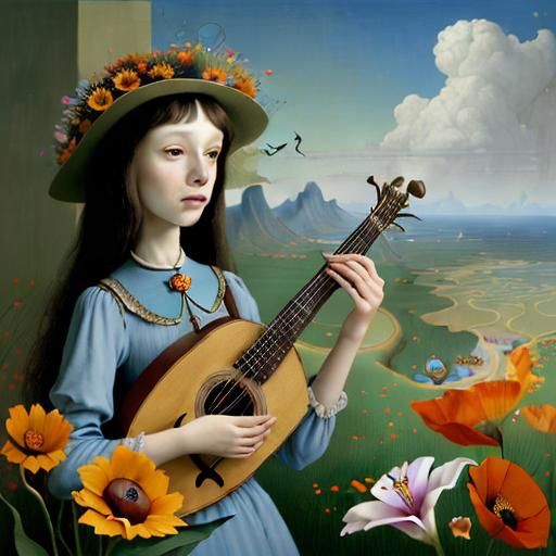 Dreamlike Utopia: Surreal Flowers in Oil Painting Style