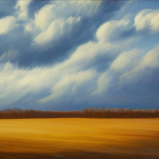 Blue Clouds Over Winter Landscape