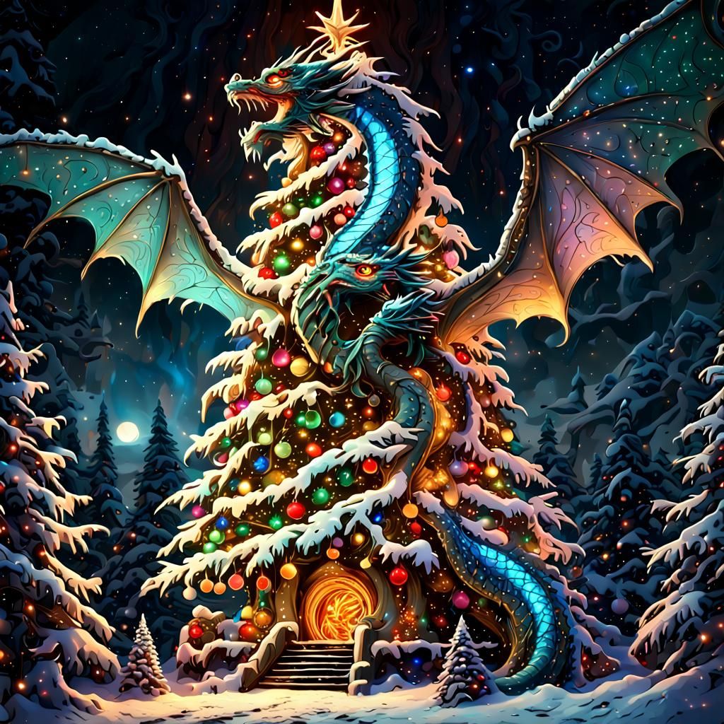 Dragon Christmas Tree with Luminescent Stars
