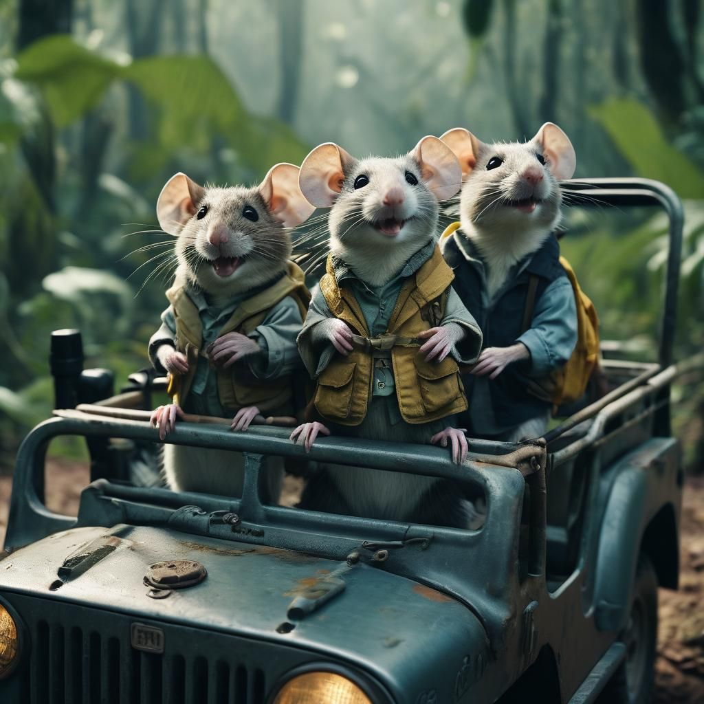 Mice on a Jungle Adventure: Cinematic Film Still