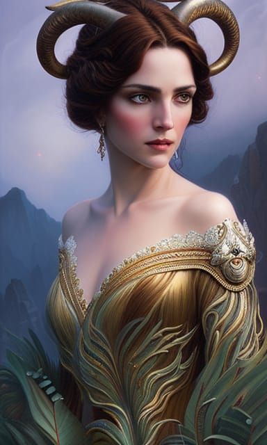 Goddess with Gazelle Horns Portrait