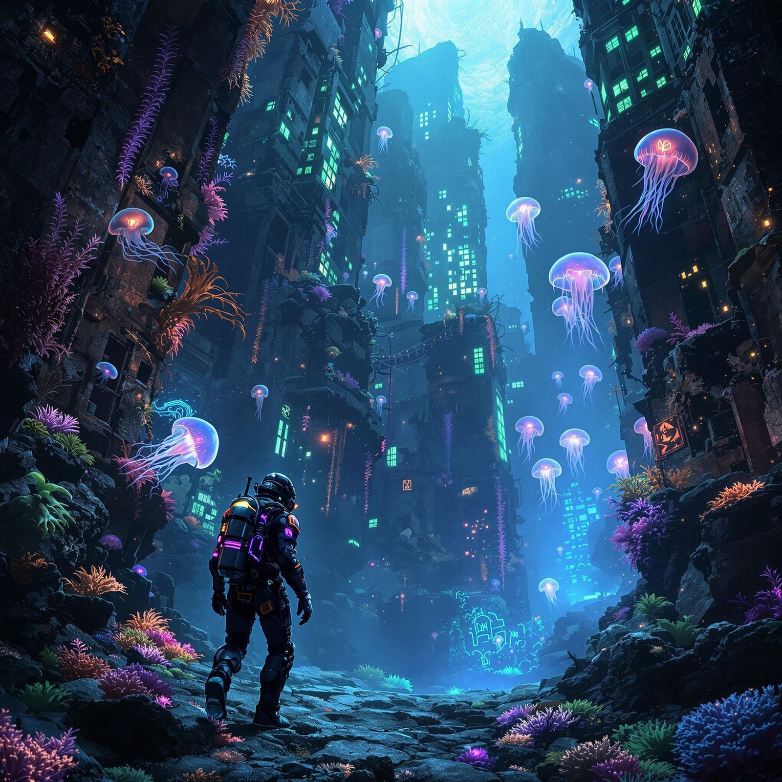 Post-Apocalyptic Coral Reef City Thrives with Mutated Marine...