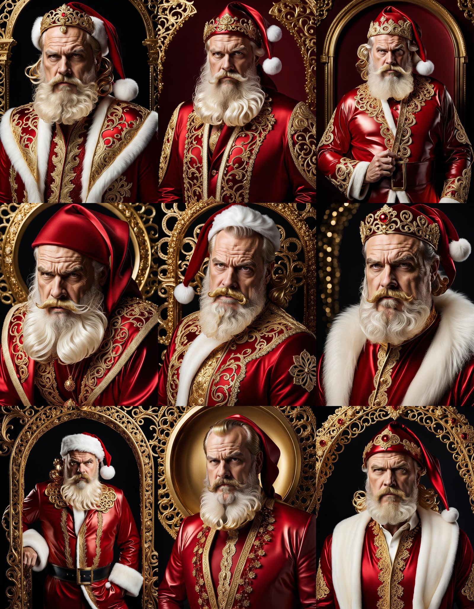 Gilted Santa Portrait in Hyperrealistic Style