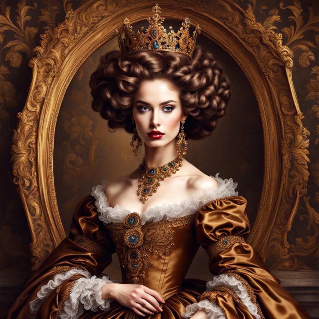 Elegant Brown Queen in Baroque Art Style