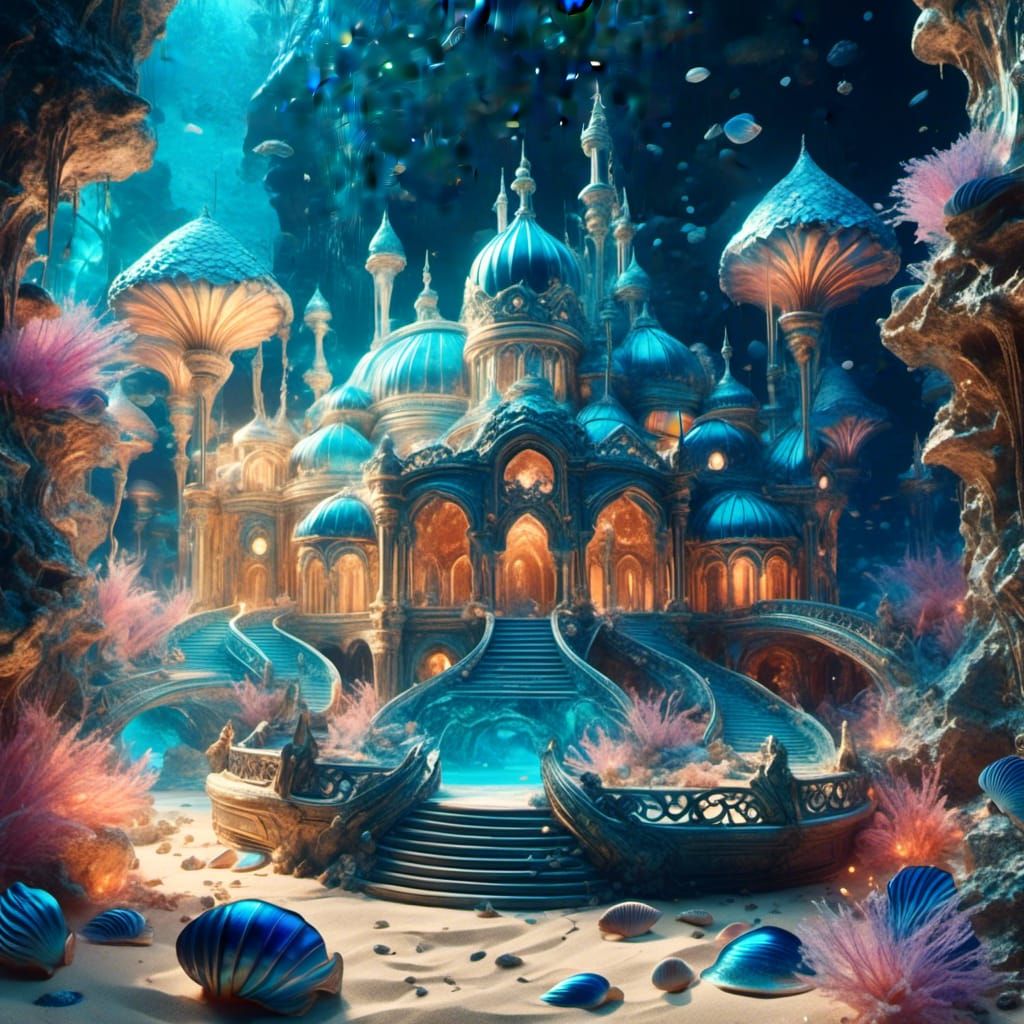 Shimmering Underwater Palace Concept Art