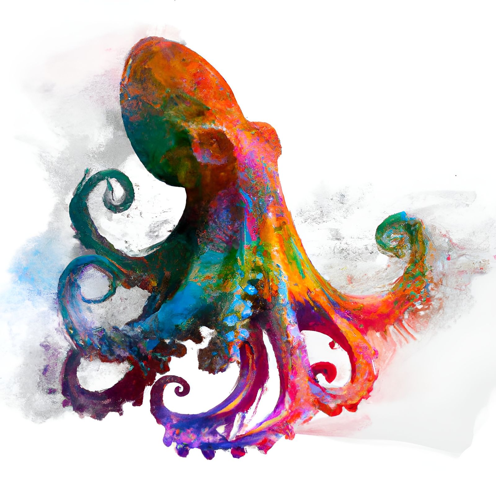 Rainbow Octopus in Beautiful Painting Style