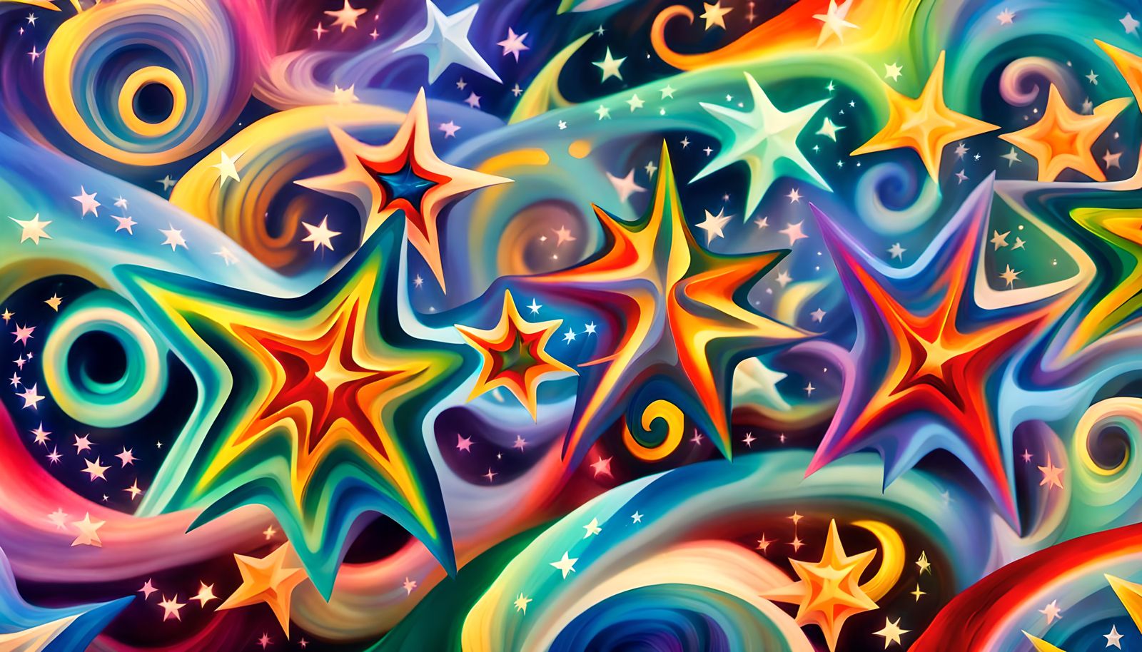 Iridescent Maelstrom: Swirling Stars in Impasto Oil Paint