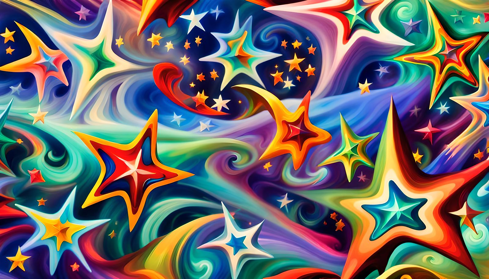 Iridescent Plasma Maelstrom with Swirling Stars