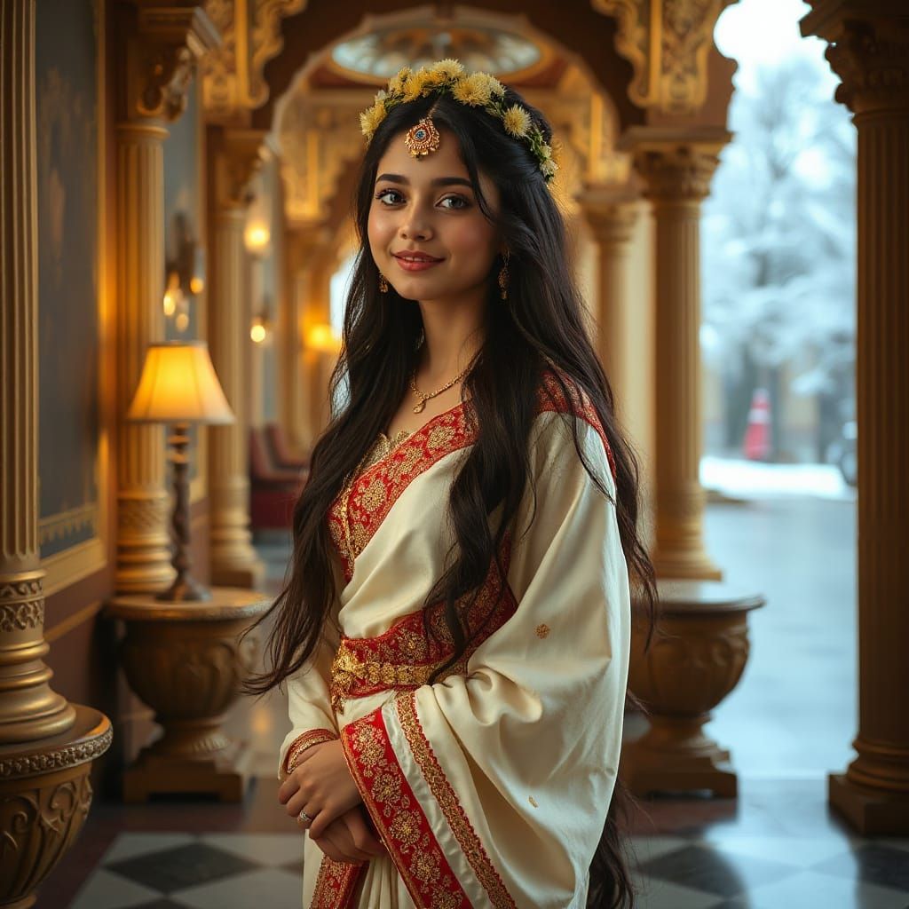 Regal Beauty in Whimsical Indian Sari
