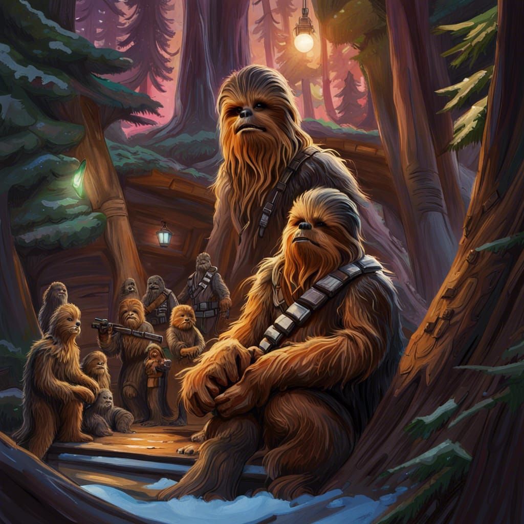 Wookiee Christmas on Kashyyyk: Hyperrealistic Concept Art