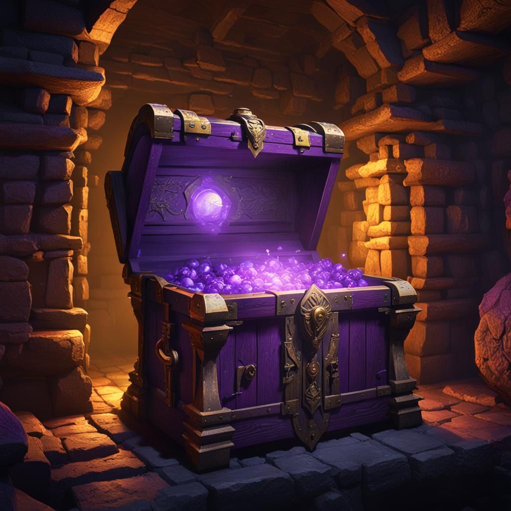Mystery Chest in Dark Dungeon: Hyperdetailed Concept Art