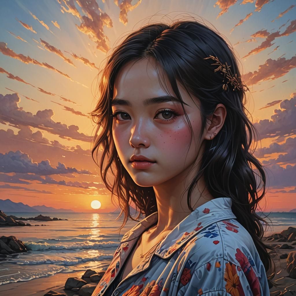 Hyperrealistic Sunset with Dramatic Shadows
