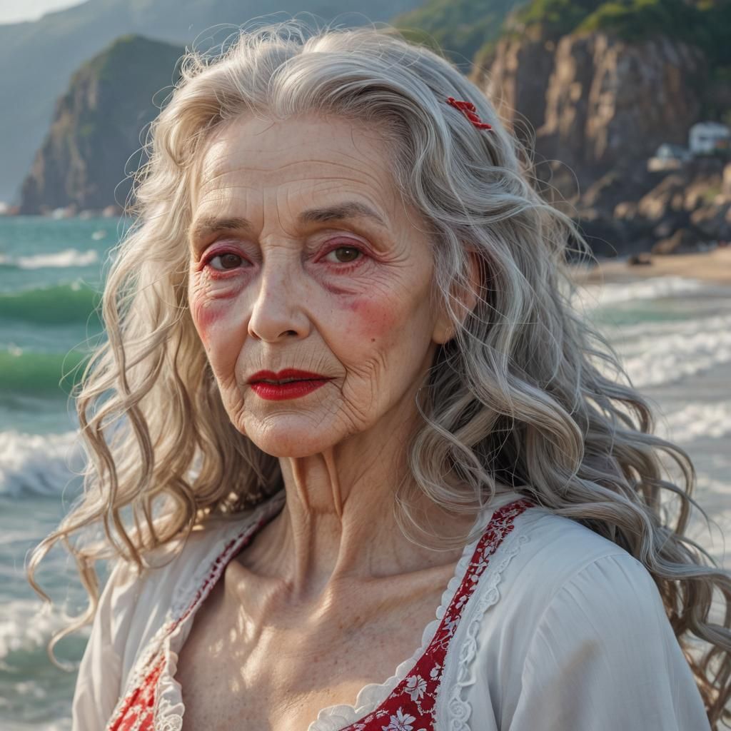 Anime-Style Portrait of a 100-Year-Old Woman