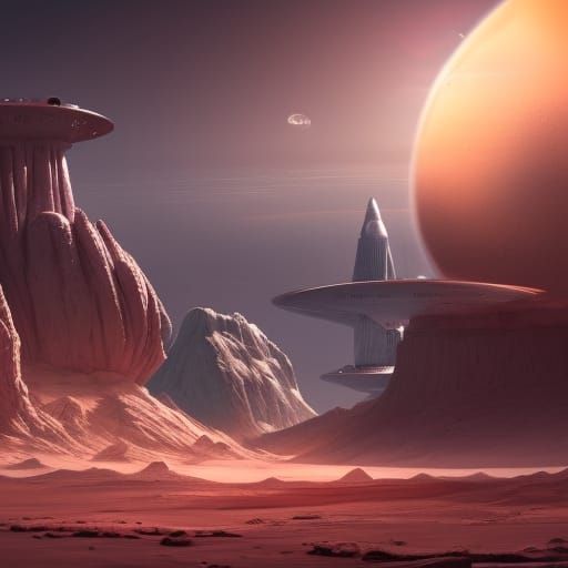 Futuristic Martian Polar Outpost on Mars