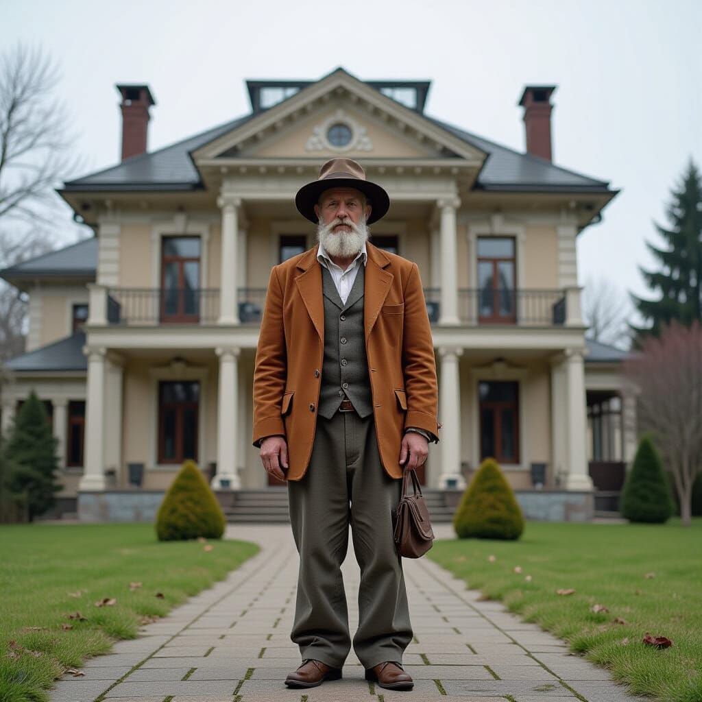 Rich Man in Lavish Home Wears Rags