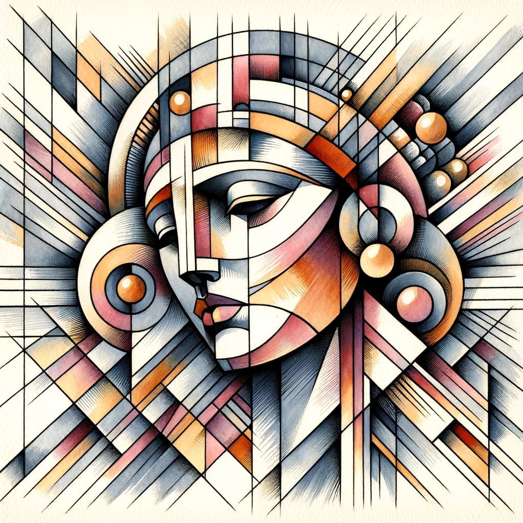 Cubist Watercolor Monarch in Geometric Abstraction