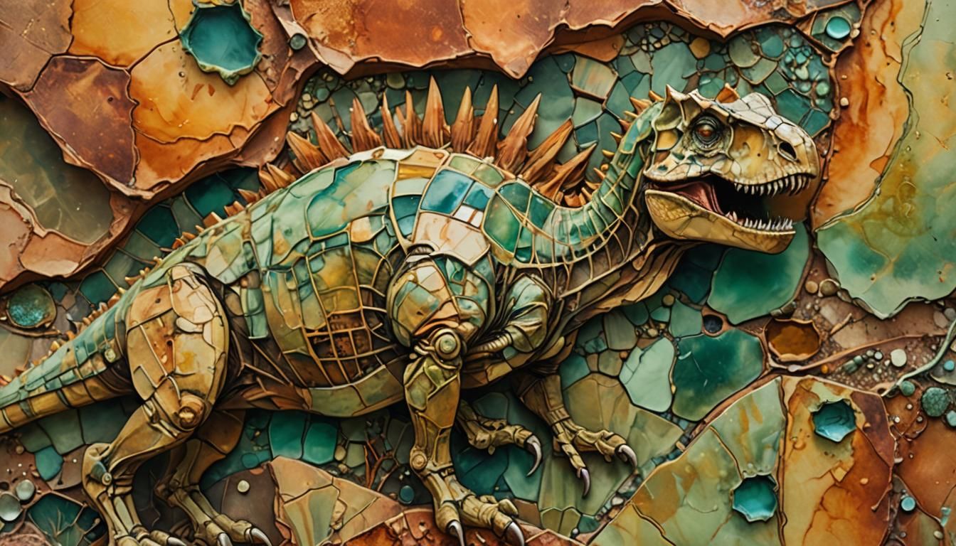 Dinosaur Fossil in Arizona Desert, Surrealist Style