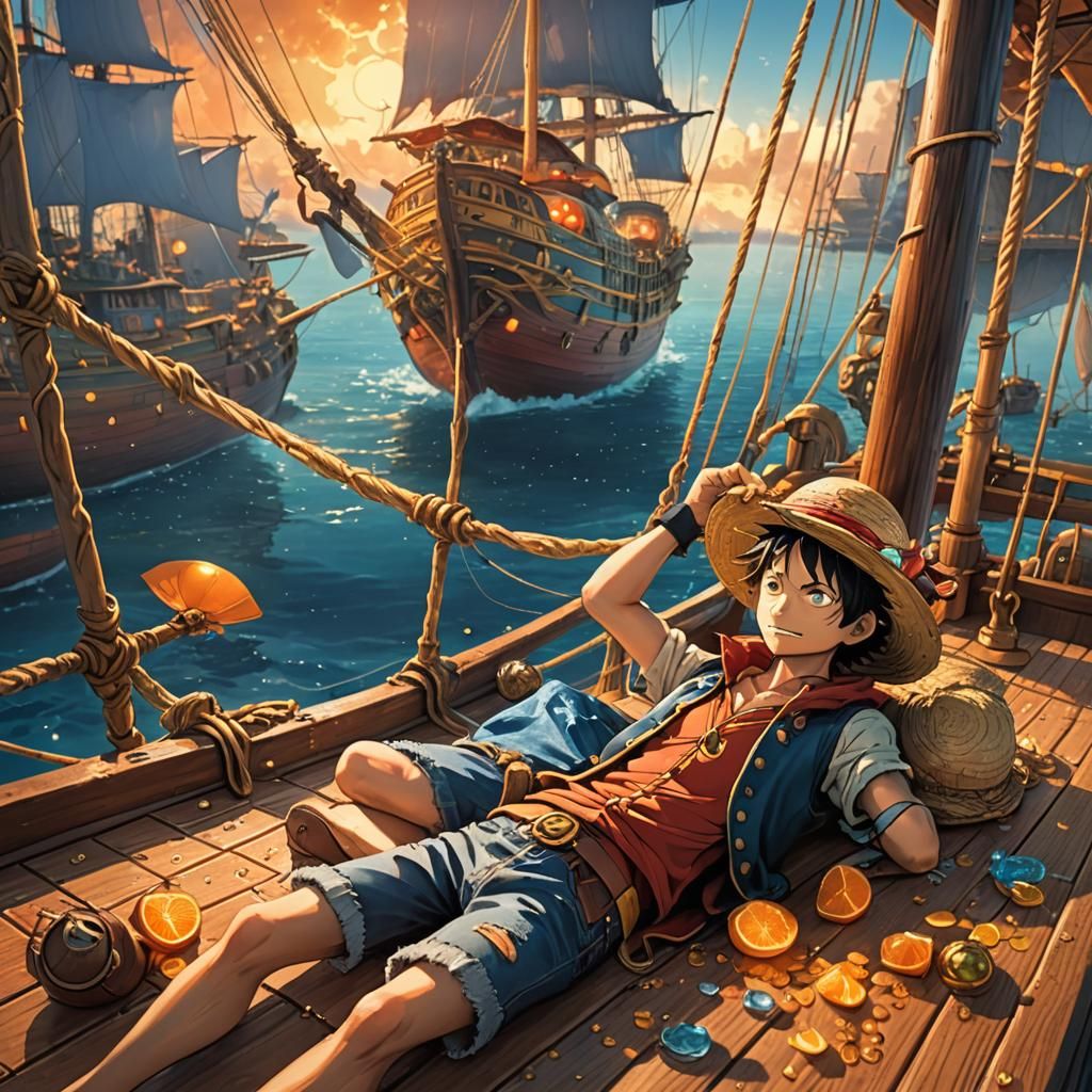 Luffy and Robin on Ship: Fantasy Concept Art