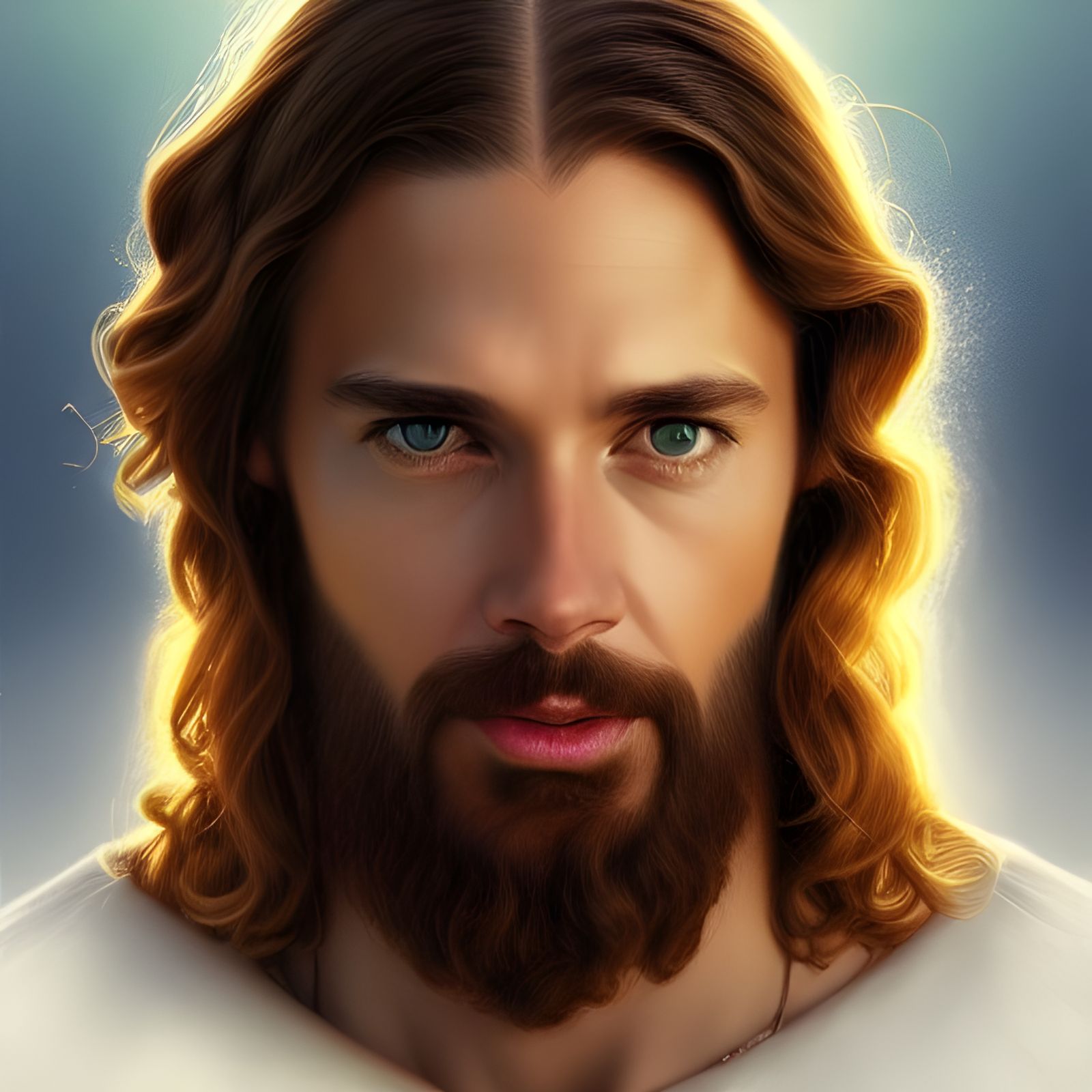 Calm Jesus Portrait in Classic Art Style