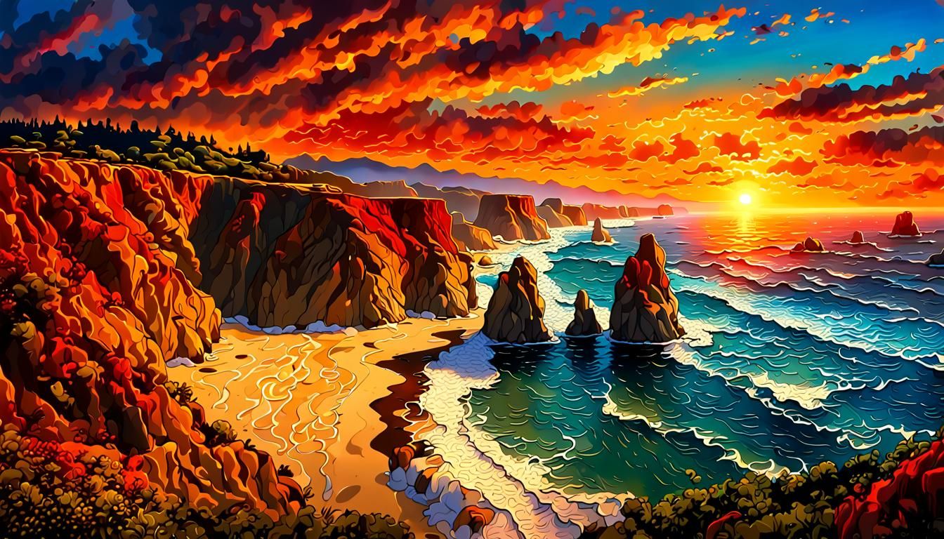 Pacific Coast Highway Sunset: Cinematic Landscape