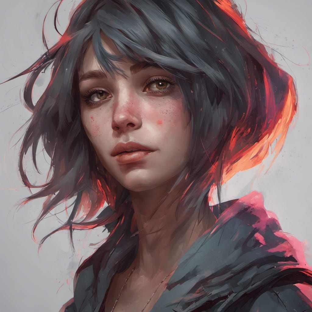 Hyperdetailed Portrait of an Emo Girl