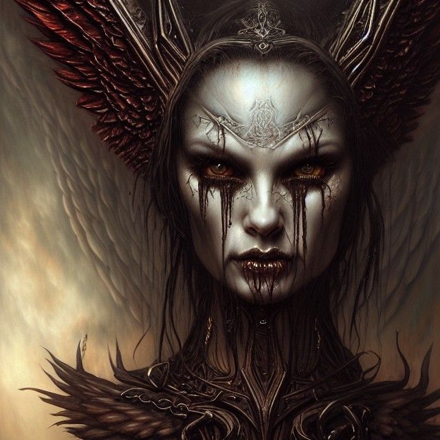 Sinister Fallen Angel in Hyperrealism Style