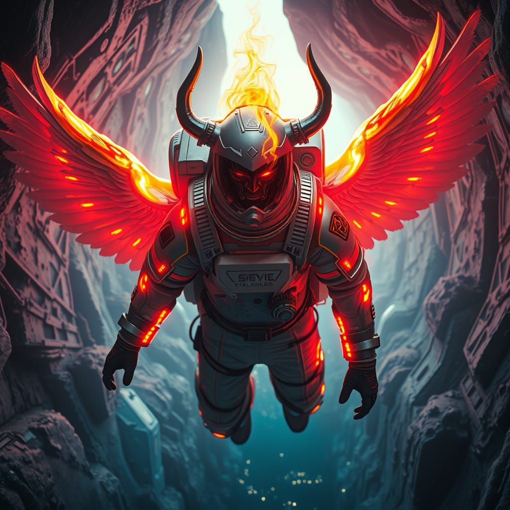 Fiery Angel God Soars Through Cosmic Rift in Hyper-Realistic...