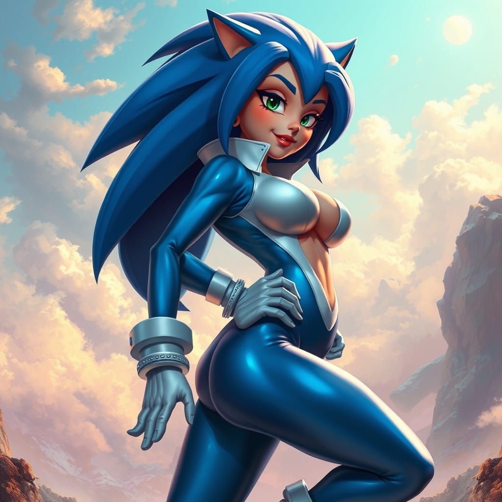 Curvaceous Sonic Goddess in Vibrant Dreamworld