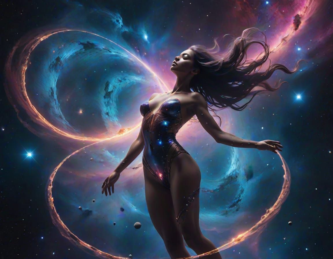 Cosmic Nebula Woman in Deep Space
