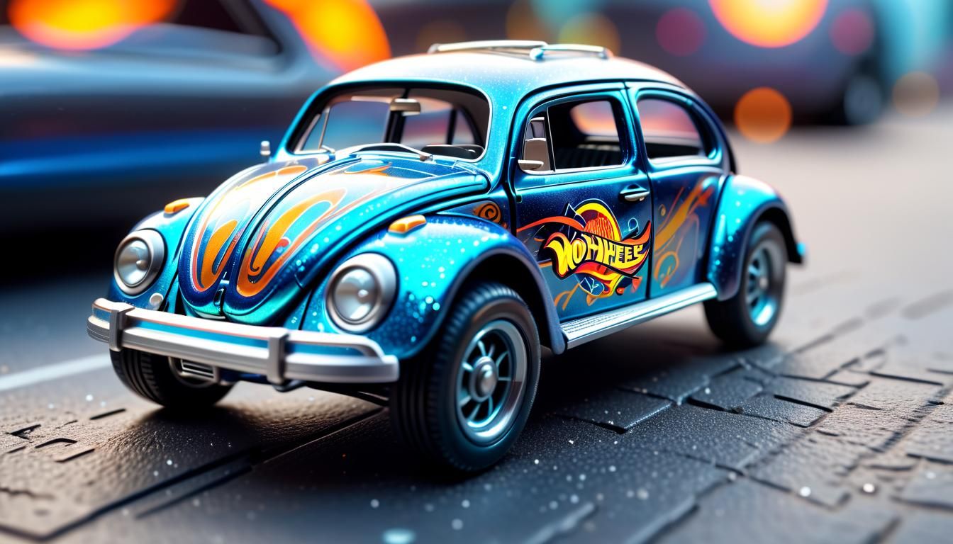 Futuristic VW Beetle Hot Wheels Car with MetalFlake Paint
