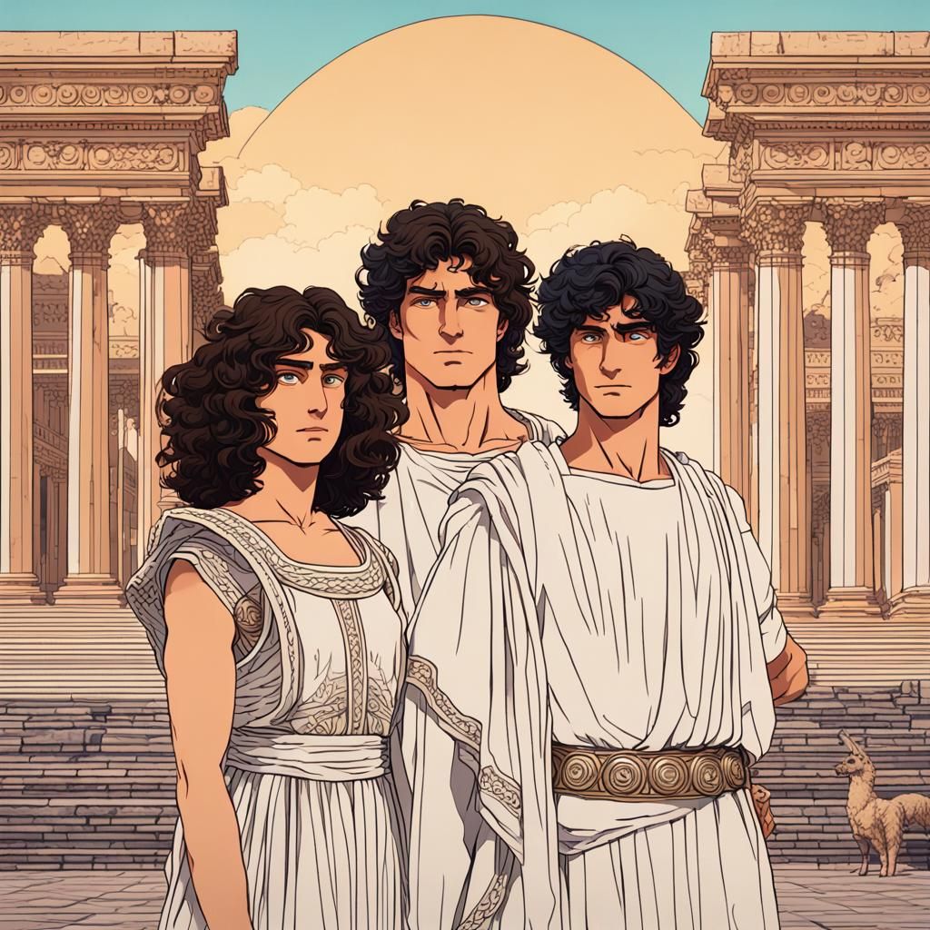 Roman Couple in Pompeii: Art Nouveau Style
