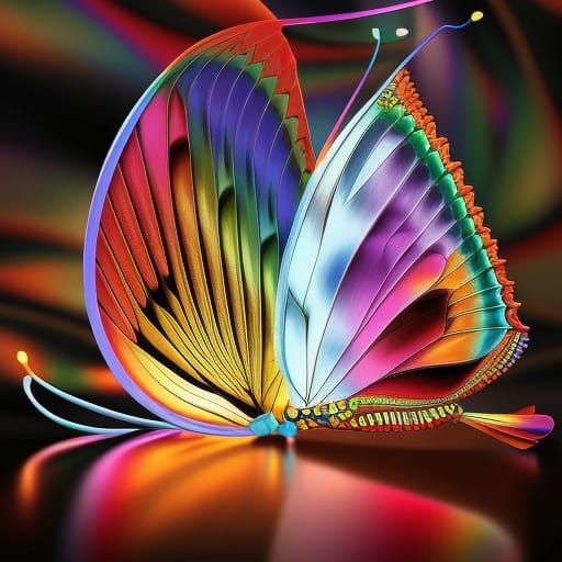 Rainbow Butterfly in Abstract Fractal Design