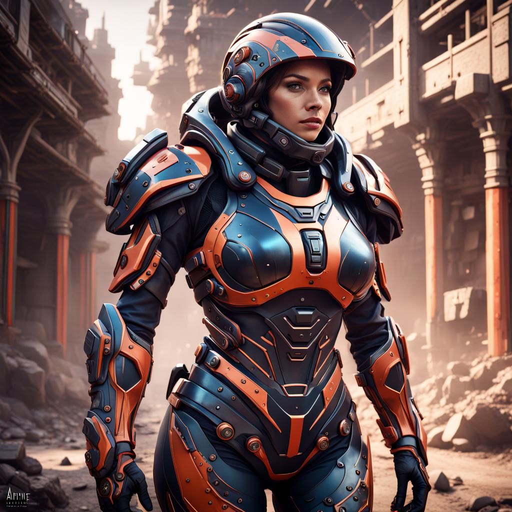 A tight fit ultra modern war suit designed for a woman detailed matte painting, deep color, fantastical, intricate detai...