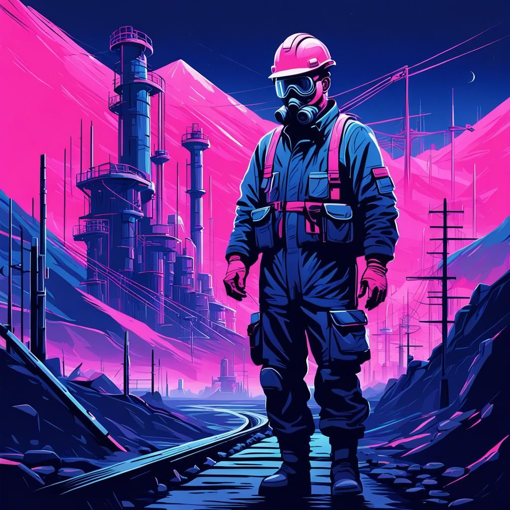 Industrial Futurism: Labourer in Eerie Landscape