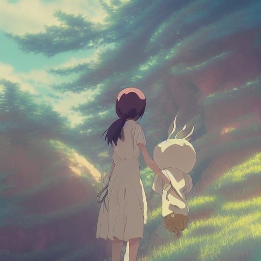 Anime Key Visual in Studio Ghibli Style