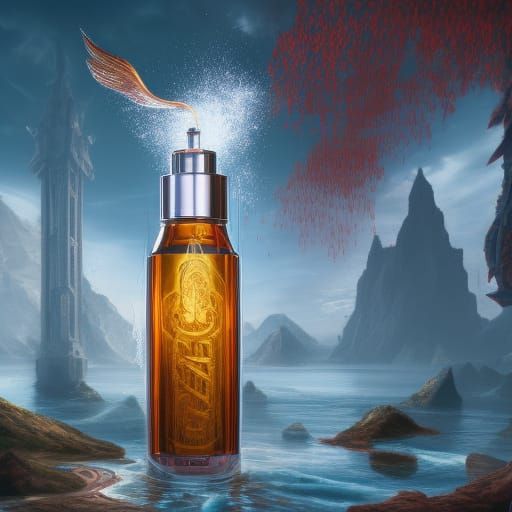 Detailed Matte Painting of a Cologne Bottle