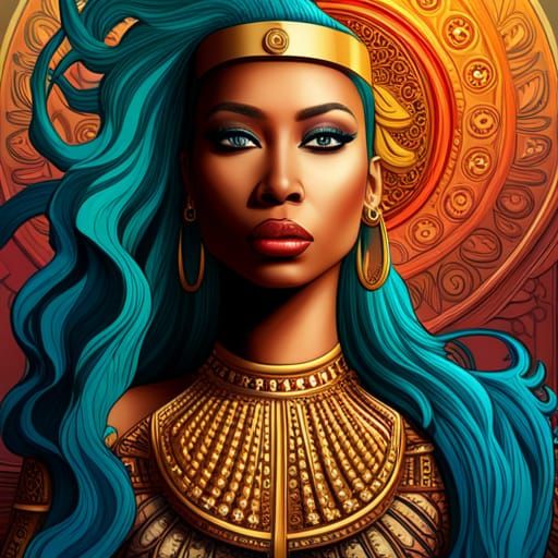 Cleopatra Nicki Minaj: Hyperrealistic Splash Art Portrait