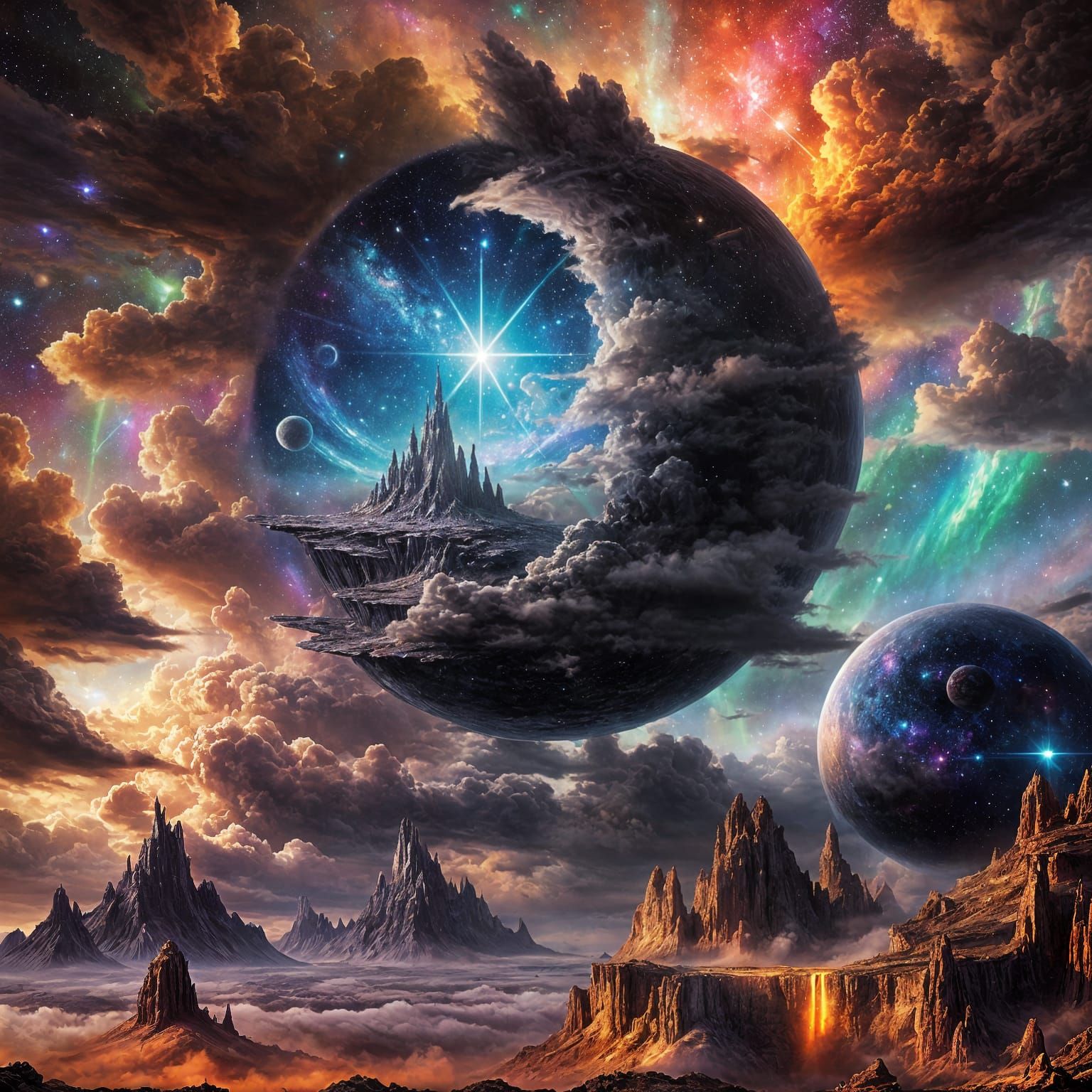 Epic Cosmic Collision of Nebulas and Planets