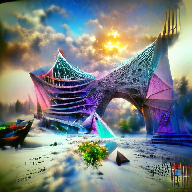 Surreal Impossible Architecture in High Color Render