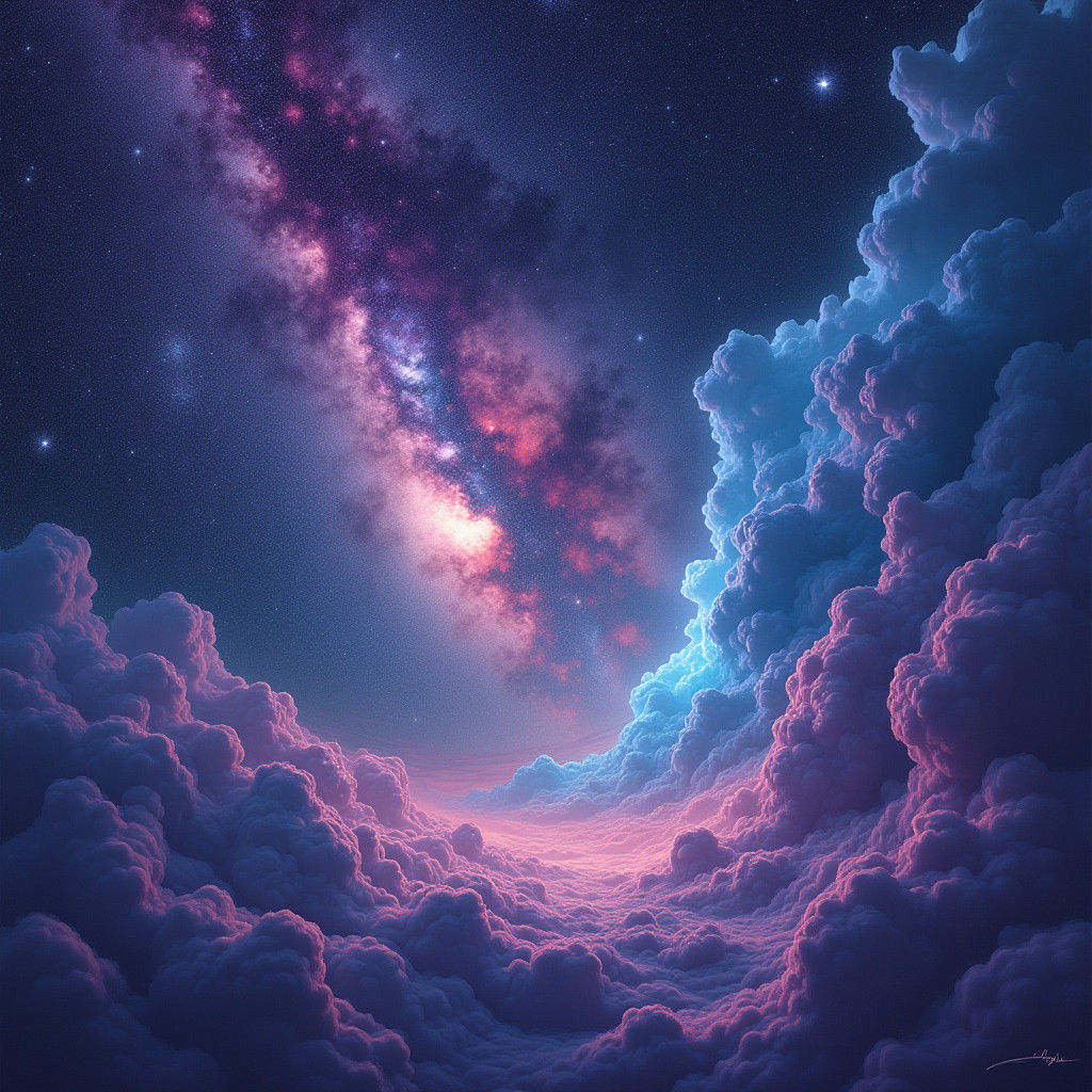 Surreal Intergalactic Space with Nebulae and Stardust