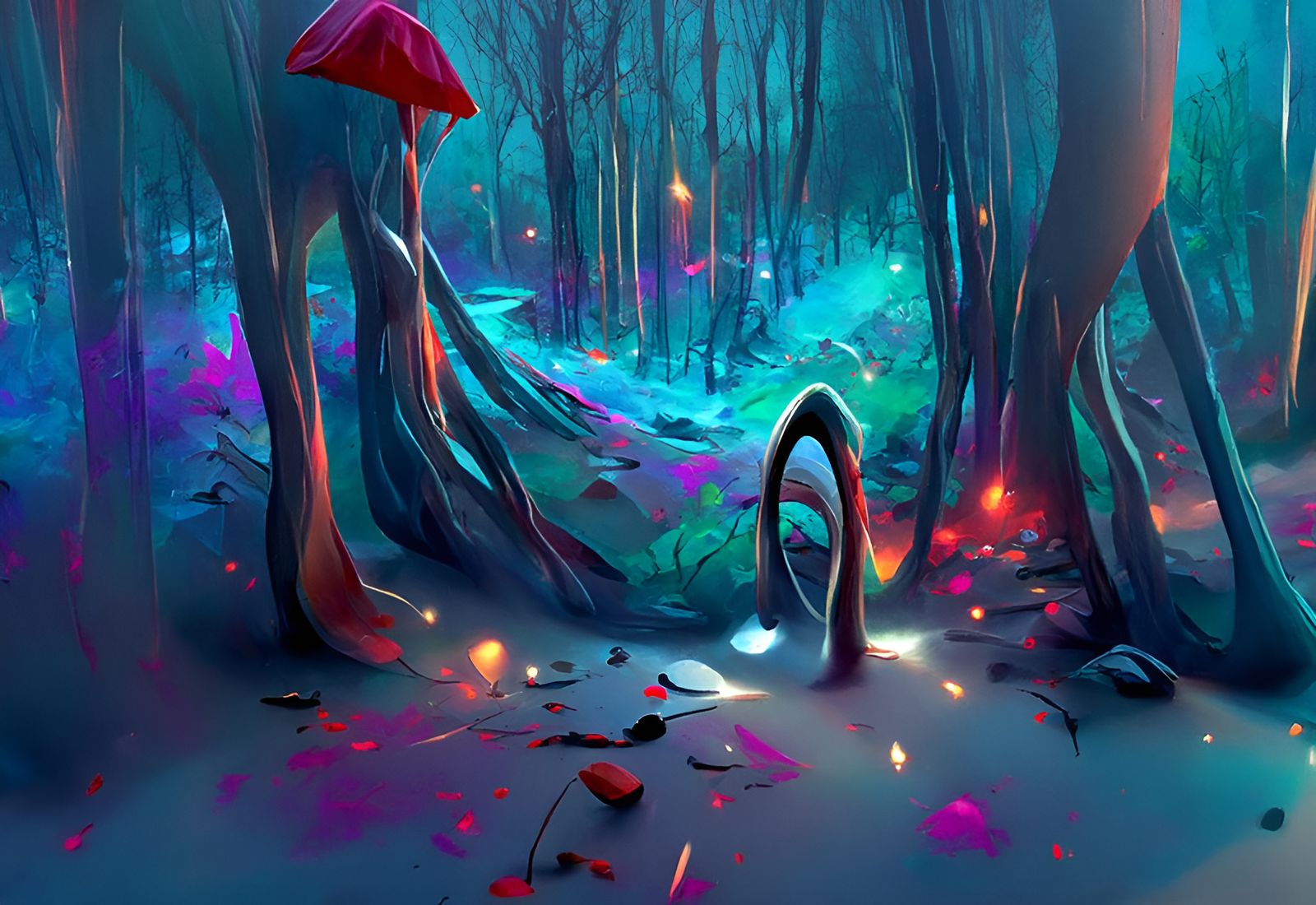 Radiant Elven Forest with Magical Portal