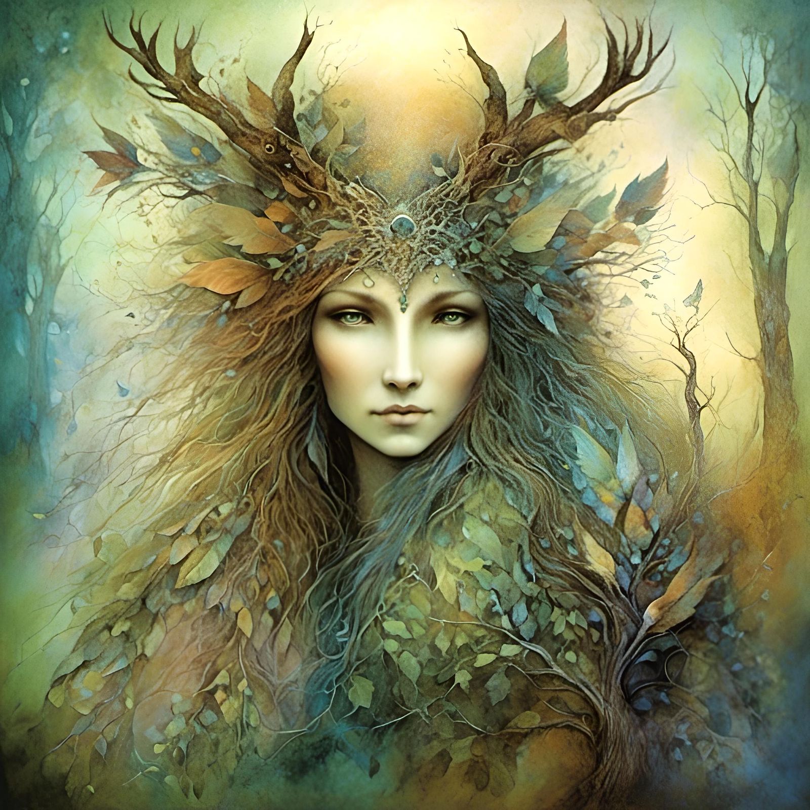 Slavic Forest Spirit: Bird Woman in Enchanted Woods