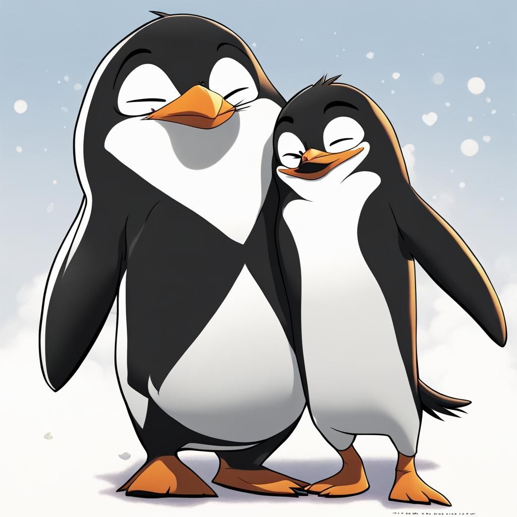 Skipper and Kitka Kiss in Anime Style